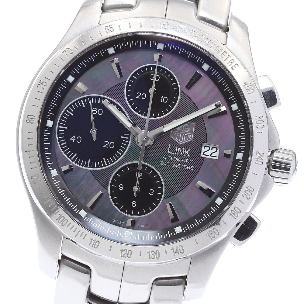 タグホイヤー TAG HEUER CJF211M リンク ムーンパール デイト クロノグラフ 日本限定350本 自動巻き メンズ _877022【ev20】【中古】