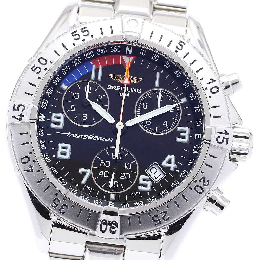 BREITLING PLUTON A51038 SS QZ 青文字盤 本体のみ Breitling Pluton Chronograph A51038 Mens Watch