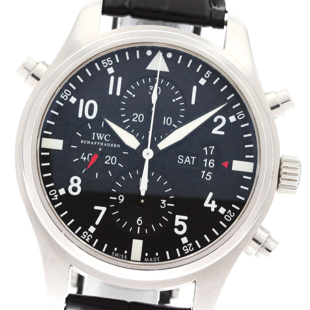 IWC IWC SCHAFFHAUSEN IW377801 パイロットウォッチ ダブルクロノグラフ デイデイト 自動巻き メンズ 保証書付き_877700【中古】 315,775円