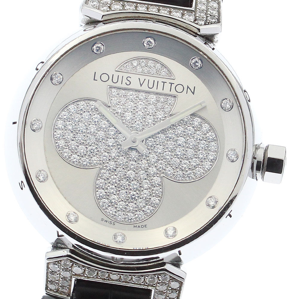 ルイ・ヴィトン LOUIS VUITTON Q131P タンブール フォーエバー ダイヤモンド クォーツ レディース 箱付き_878156【ev20】【中古】