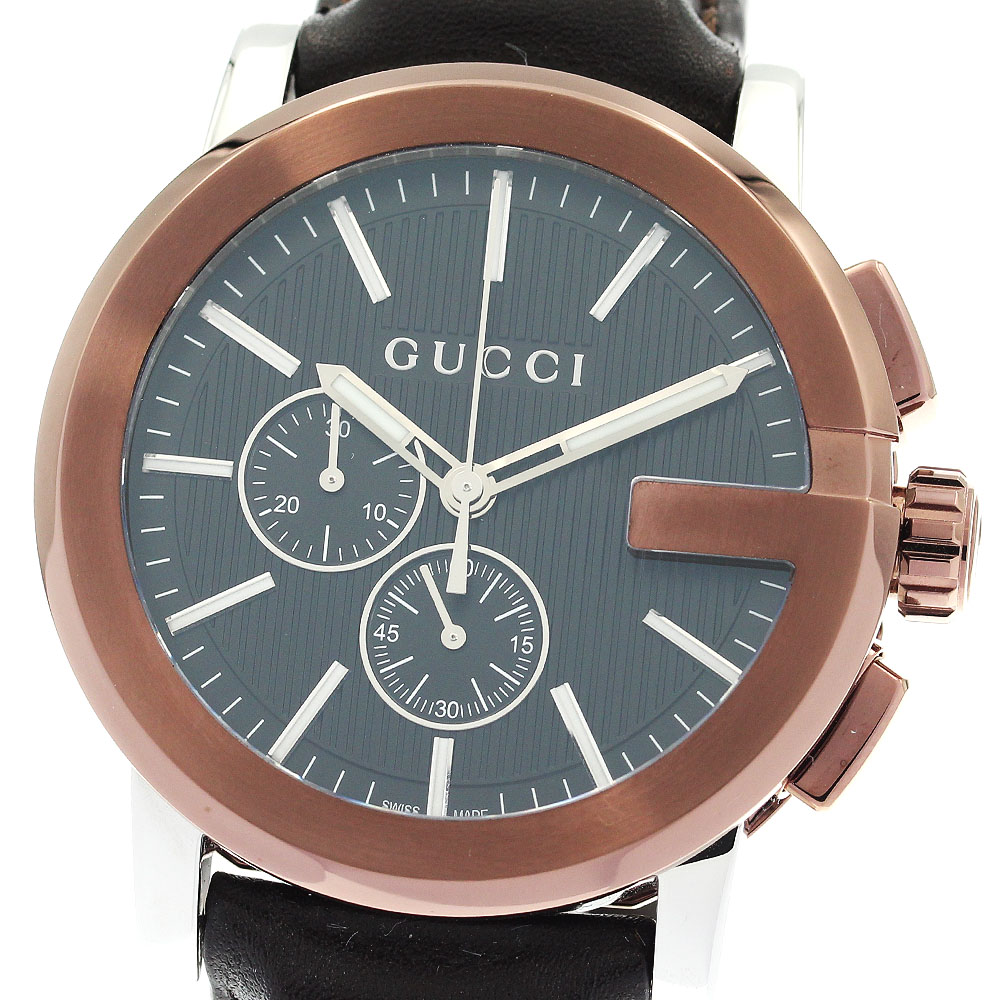 グッチ GUCCI 101.2/YA101202 Gクロノ クォーツ メンズ 美品 箱・保証書付き_877191【中古】｜CLOSER