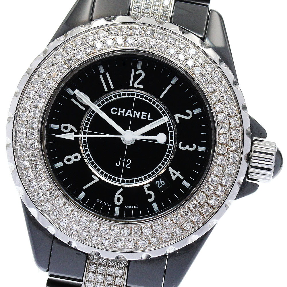 シャネル CHANEL H1338 J12 黒セラミック デイト ダイヤベゼル クォーツ レディース _878230【中古】｜CLOSER