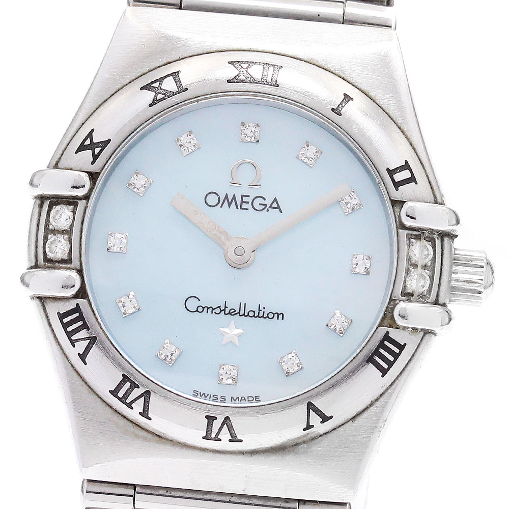 オメガ OMEGA 1567.86 コンステレーションミニ 12Pダイヤ シェル文字盤 クォーツ レディース _880132【ev15】【中古】