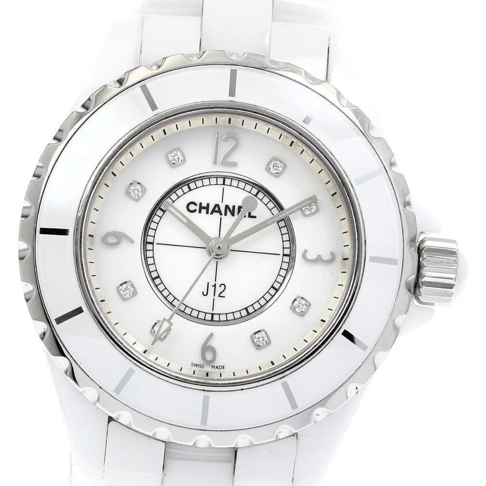 訳あり シャネル CHANEL H0967 J12 ダイヤベゼル 白セラミック クォーツ レディース _939441 CHANEL（シャネル） CHANEL H0967 J12 ダイヤベゼル 白セラミック
