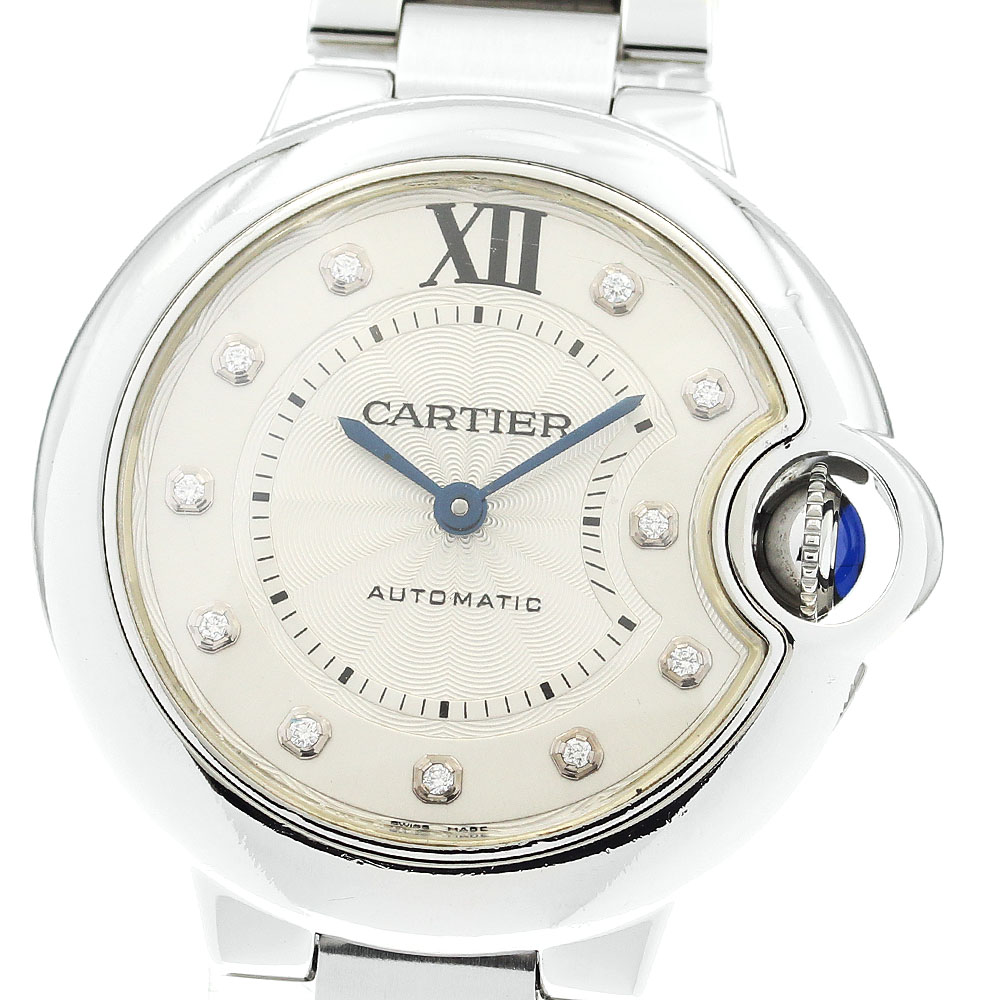 カルティエ CARTIER WE902074 バロンブルー 33mm 11Pダイヤ 自動巻き レディース _871571【中古】