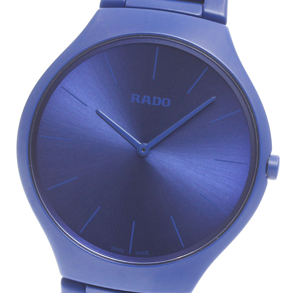 ラドー RADO R270092662 トゥルーシンライン クルール・コルビュジエ クォーツ メンズ 美品 箱・保証書付き_884158【中古】