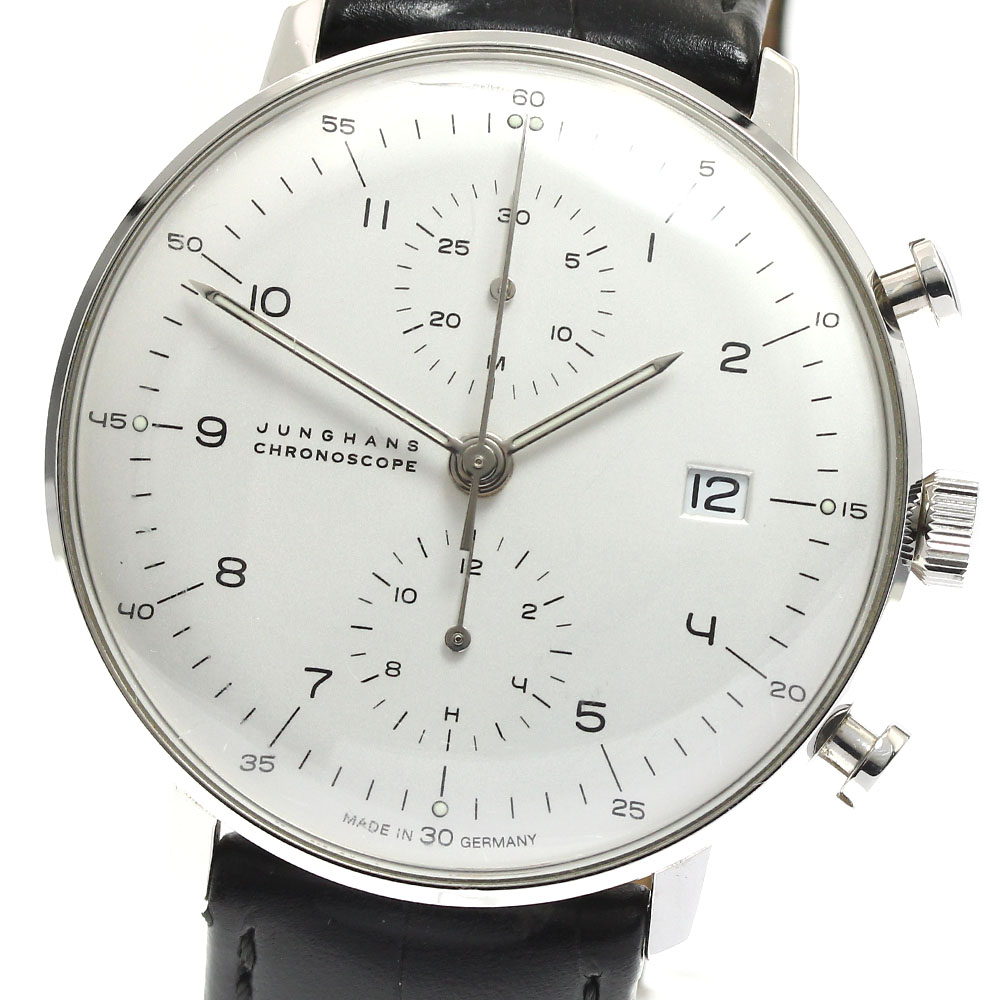 訳あり ユンハンス JUNGHANS 027/4800.00 マックス大建築 クロノスコープ デイデイト 自動小銃一巻き メンズ 箱・御墨付き付き添い人_873116【電子ボルト20】【中古】