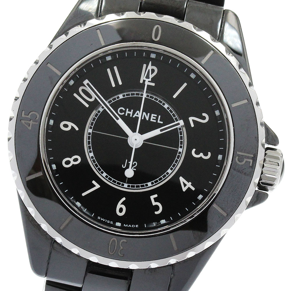 シャネル CHANEL H5695 J12 黒セラミック デイト クォーツ レディース 良品 保証書付き_888285【中古】