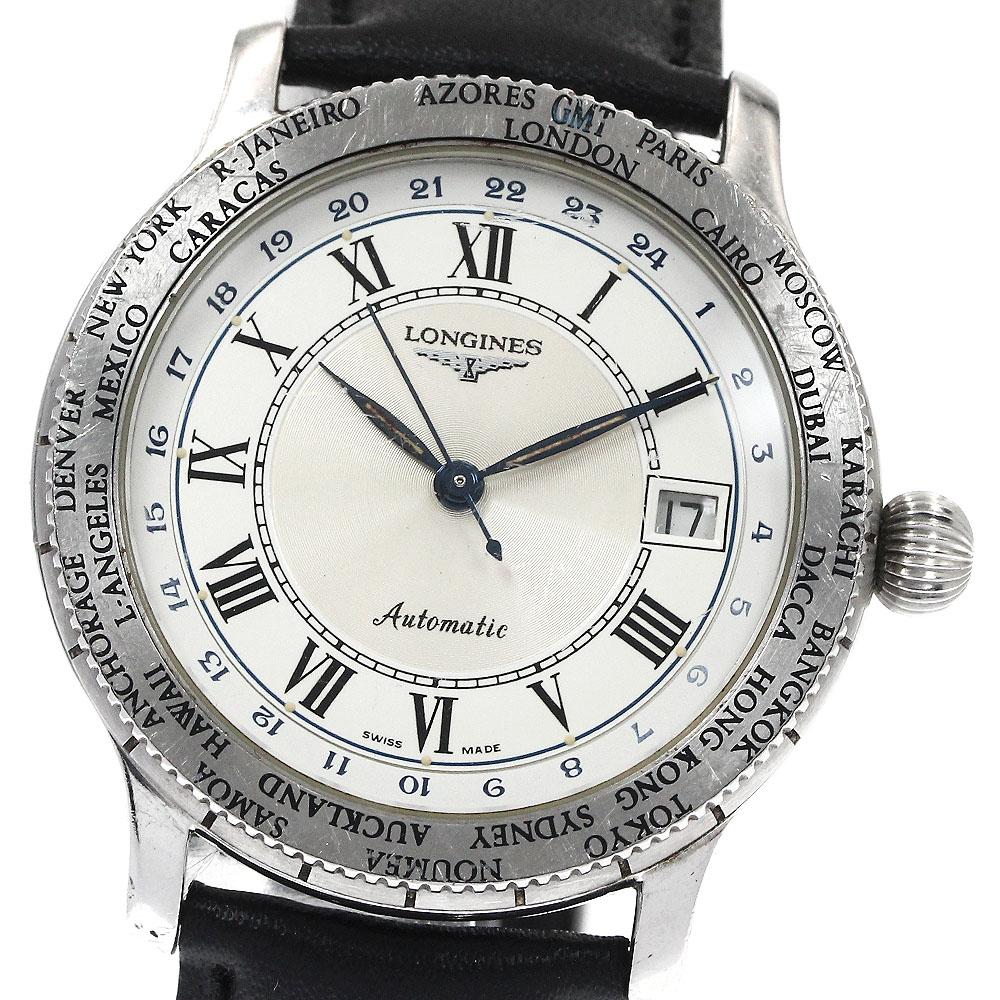 ロンジン LONGINES L2.611.4 リンドバーグ GMT 自動小銃一巻き メンズ _884994【電子ボルト15】【中古】