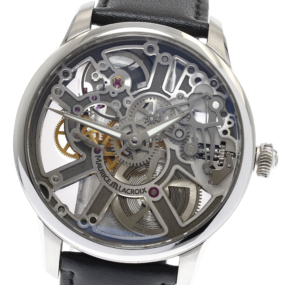 モーリスラクロア MAURICE LACROIX MP7228-SS001-000 御師匠さん天下太平 スケルトン 手一巻き メンズ 良品 御墨付き付き添い人_887418【中古】