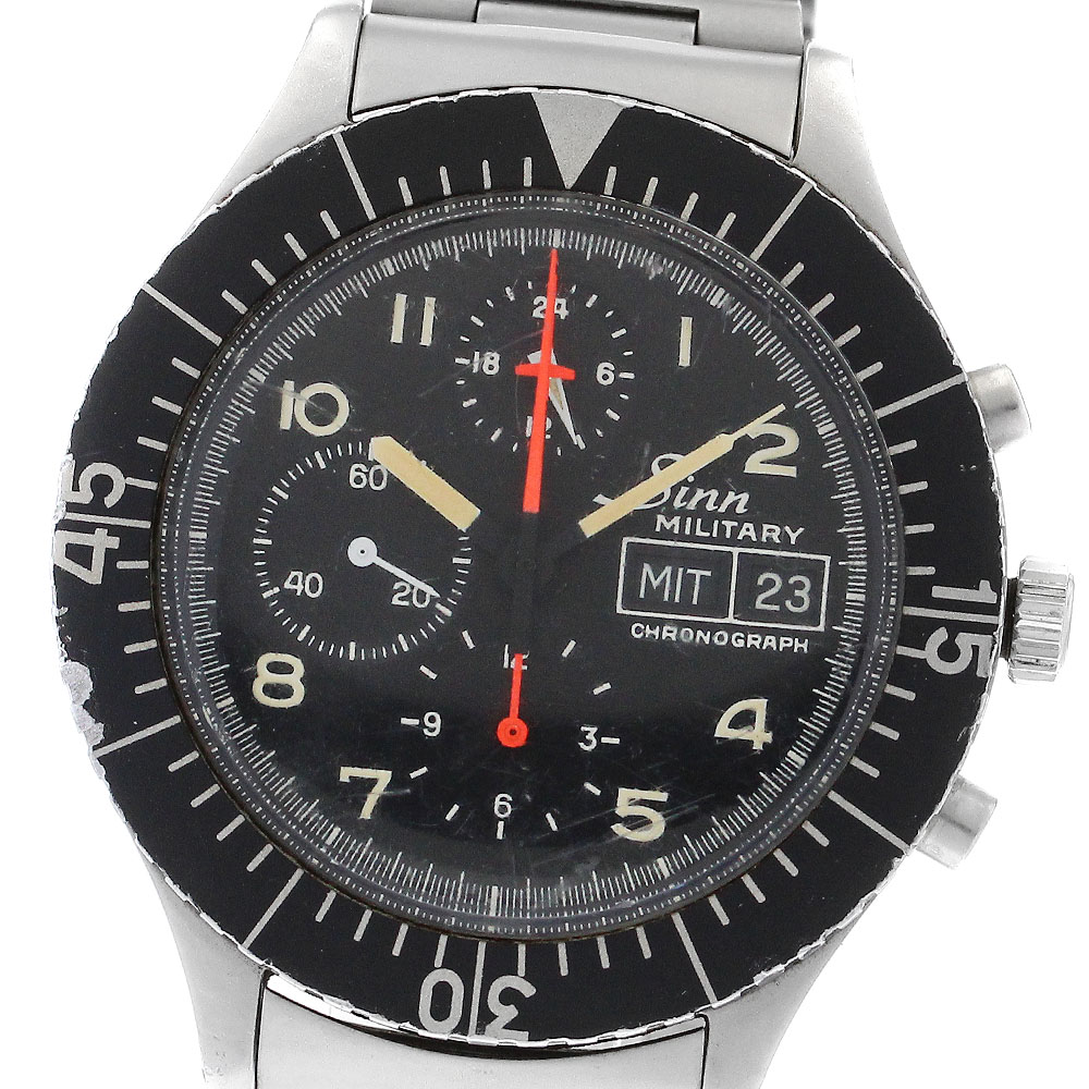 ジン Sinn 156.B ミリタリー 飛行士 クロノグラフ デイデイト 自動小銃一巻き メンズ _891086【中古】