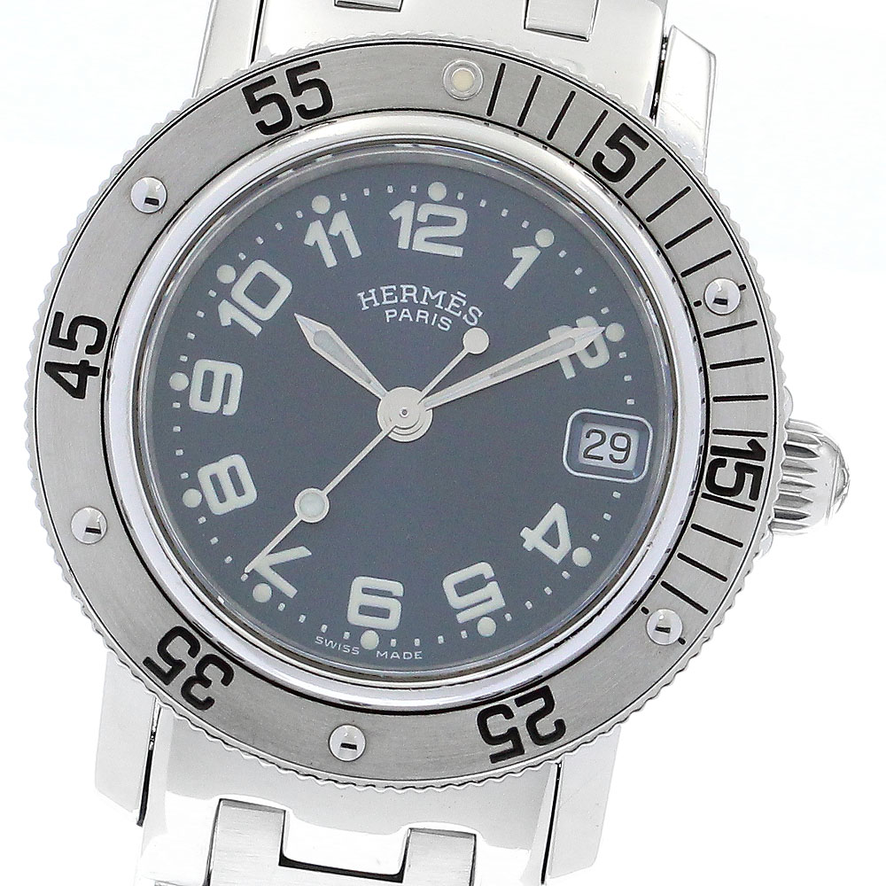 エルメス HERMES CL5.210 クリッパー ダイバー デイト 石英 レディース 御墨付き付き添い人_887035【中古】