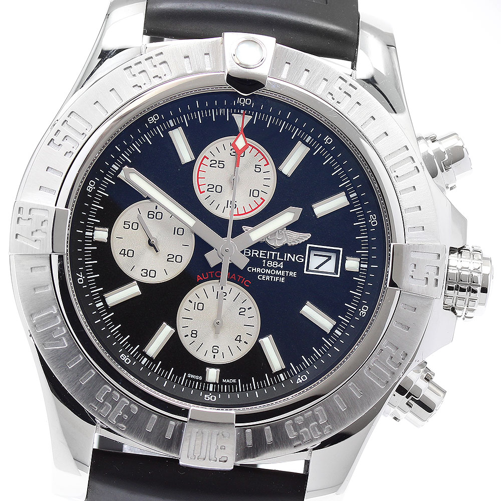 BREITLING A13370 スーパーアベンジャー クロノグラフ デイト Breitling Super Avenger A13370 Stainless Steel 48mm Black