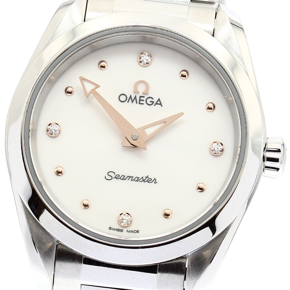 オメガ OMEGA 220.10.28.60.54.001 シーマスター アクアテラ 4Pダイヤ クォーツ レディース 保証書付き_890188【中古】