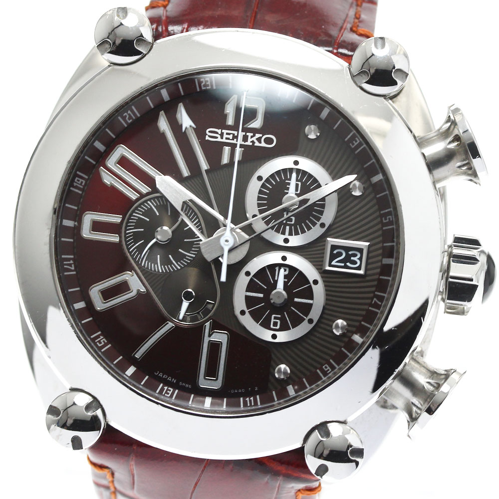 マ*ん様 美品 SEIKO セイコー ガランテ クロノグラフ GMT 5R86- SEIKO セイコー ガランテ スプリングドライブ クロノグラフGMT
