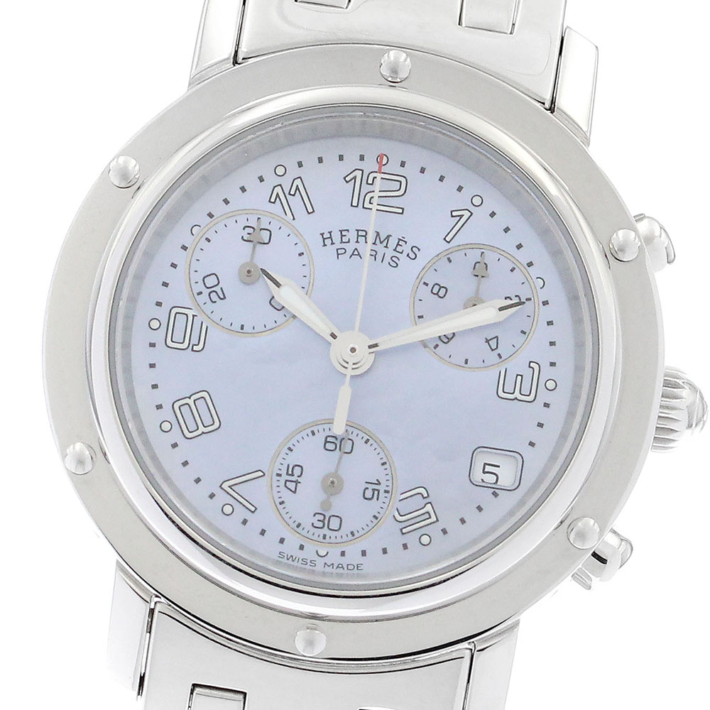 訳あり エルメス HERMES CL1.310 クリッパークロノ デイト 石英 レディース _900187【中古】