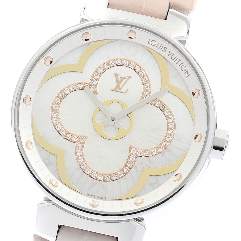 ルイ・ヴィトン LOUIS VUITTON QA019 タンブール ムーン ディヴァイン ダイヤ クォーツ レディース 良品 内箱付き_900214【中古】｜CLOSER