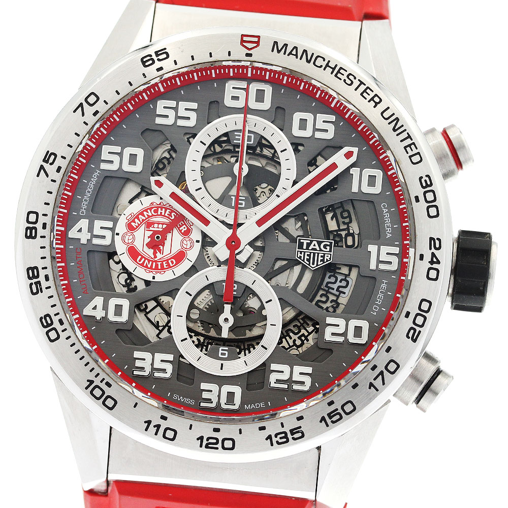 タグホイヤー TAG HEUER CAR201M カレラ ホイヤー01 マンチェスターユナイテッド 自動巻き メンズ 箱・保証書付き_892394【ev10】【中古】