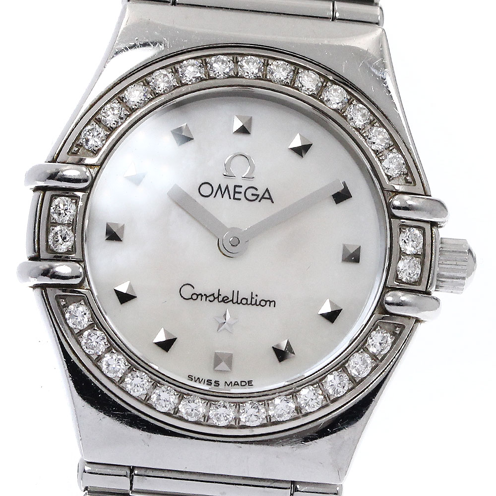 オメガ OMEGA 1465.71 コンステレーション ダイヤベゼル ホワイトシェルダイアル クォーツ レディース _902049【中古】