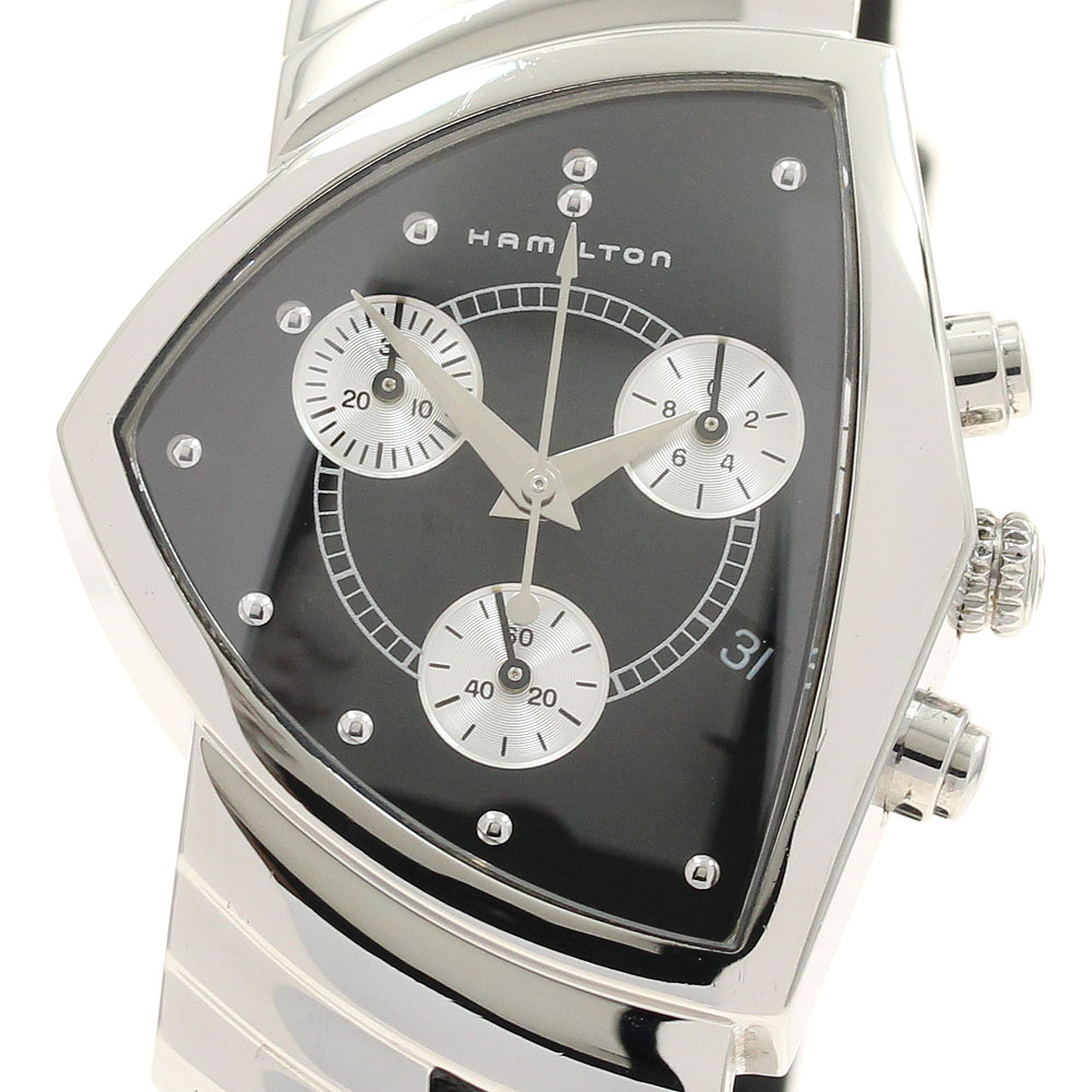 HAMILTON 3832 電池式 黒文字盤 クロノグラフ ジャンク品 HAMILTON 3832 電池式 黒文字盤 クロノグラフ ジャンク品