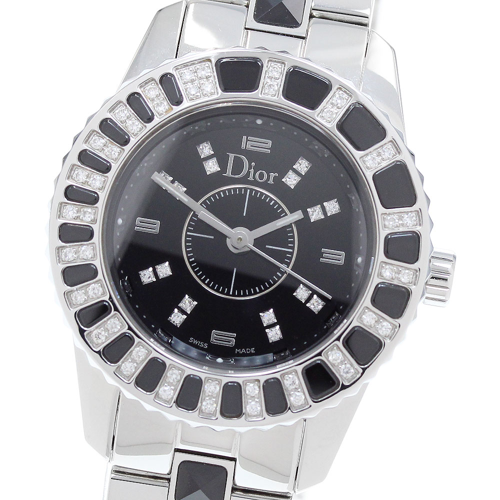 訳あり ディオール Dior CD112116 クリスタル ダイヤベゼル クォーツ レディース _904273【ev15】【中古】