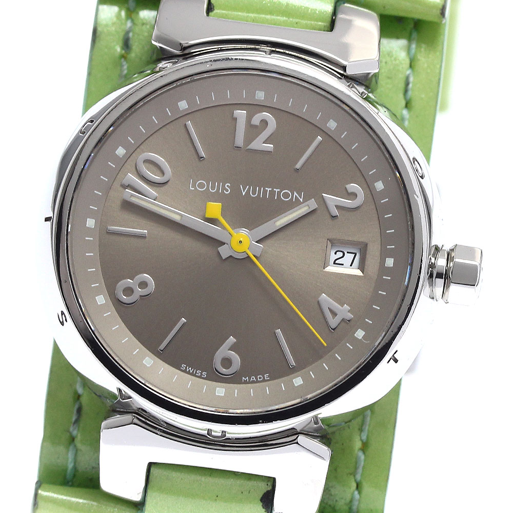 ルイ・ヴィトン LOUIS VUITTON Q1212 タンブール デイト 石英 レディース 御墨付き付き添い人_900849【中古】