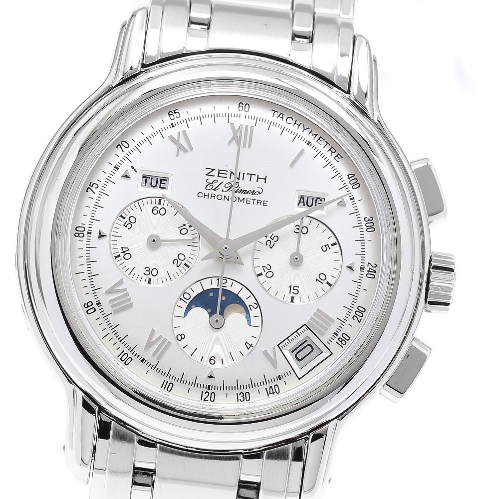 ゼニス ZENITH 02.0240.410 クロノマスター エルプリメロ ムーンフェイズ クロノグラフ 自動巻き メンズ 良品 保証書付き_902080【中古】