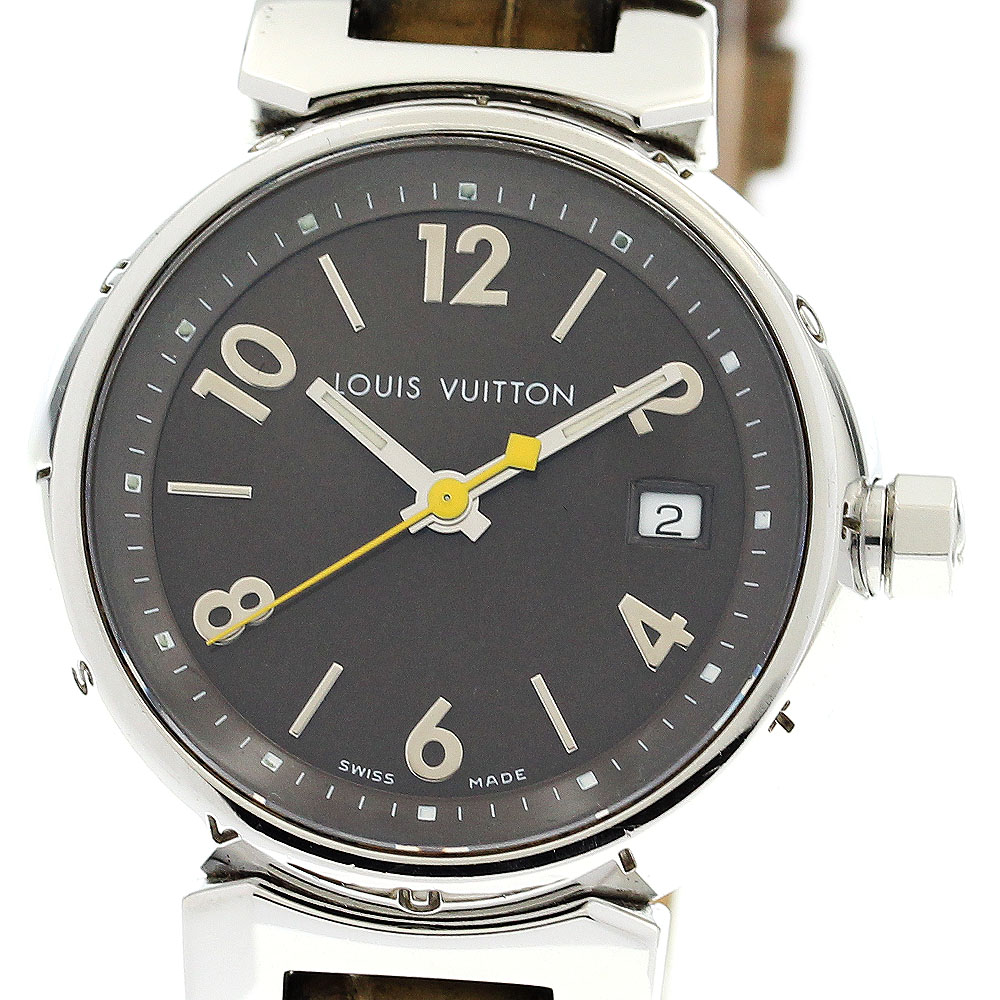 ルイ・ヴィトン LOUIS VUITTON Q1211 タンブール デイト 石英 レディース 箱・御墨付き付き添い人_903204【中古】