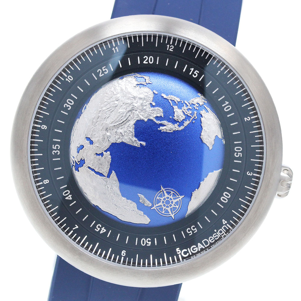 シガデザイン CIGA Design U031-SU02-W6U Series U Blue Planet 自動巻き メンズ 極美品 保証書付き_905713【ev10】【中古】