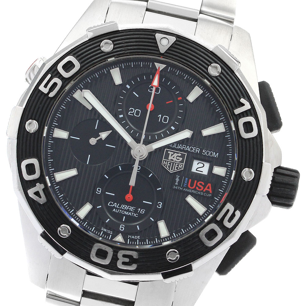 タグホイヤー TAG HEUER CAJ2111 アクアレーサー 500M アメリカズカップ キャリバー16 クロノグラフ デイト 自動小銃一巻き メンズ _903283【電子ボルト15】【中古】