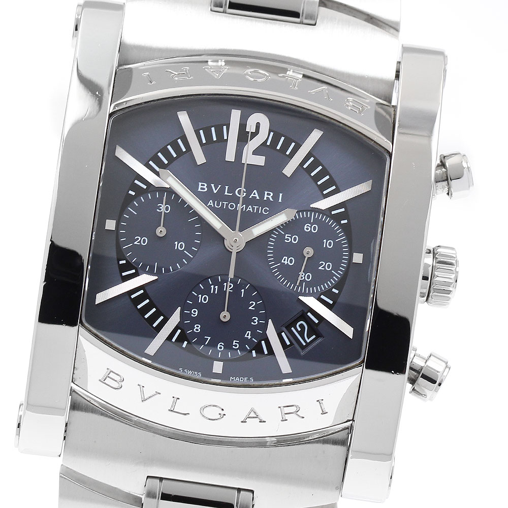 ブル小峡谷 BVLGARI AA48SCH アショーマ クロノグラフ デイト 自動小銃一巻き メンズ 良品 _894212【中古】