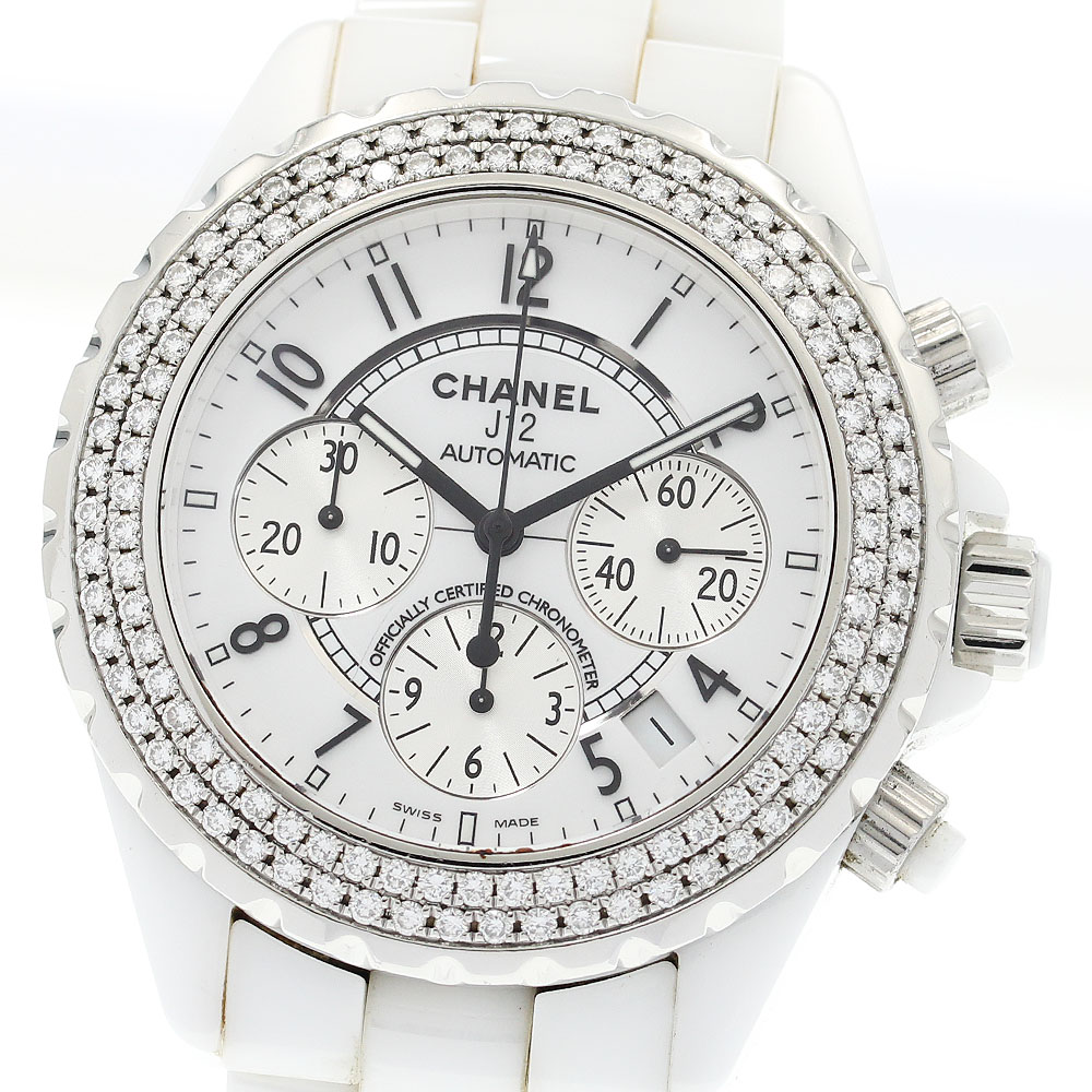 シャネル CHANEL H1008 J12 クロノグラフ ダイヤベゼル 自動巻き メンズ _894169【中古】