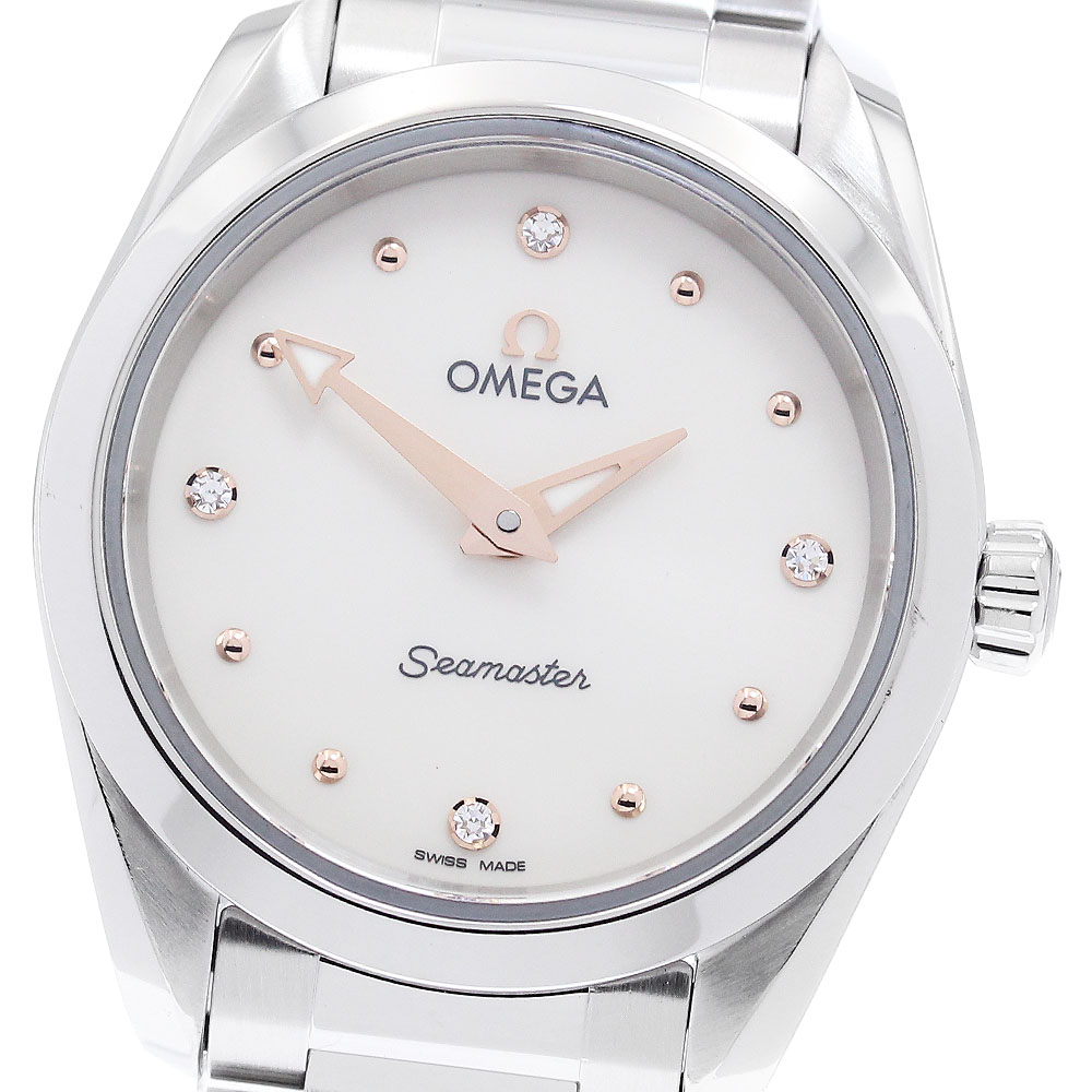 オメガ OMEGA 220.10.28.60.54.001 シーマスター アクアテラ 4Pダイヤ クォーツ レディース 良品 保証書付き_904373【中古】