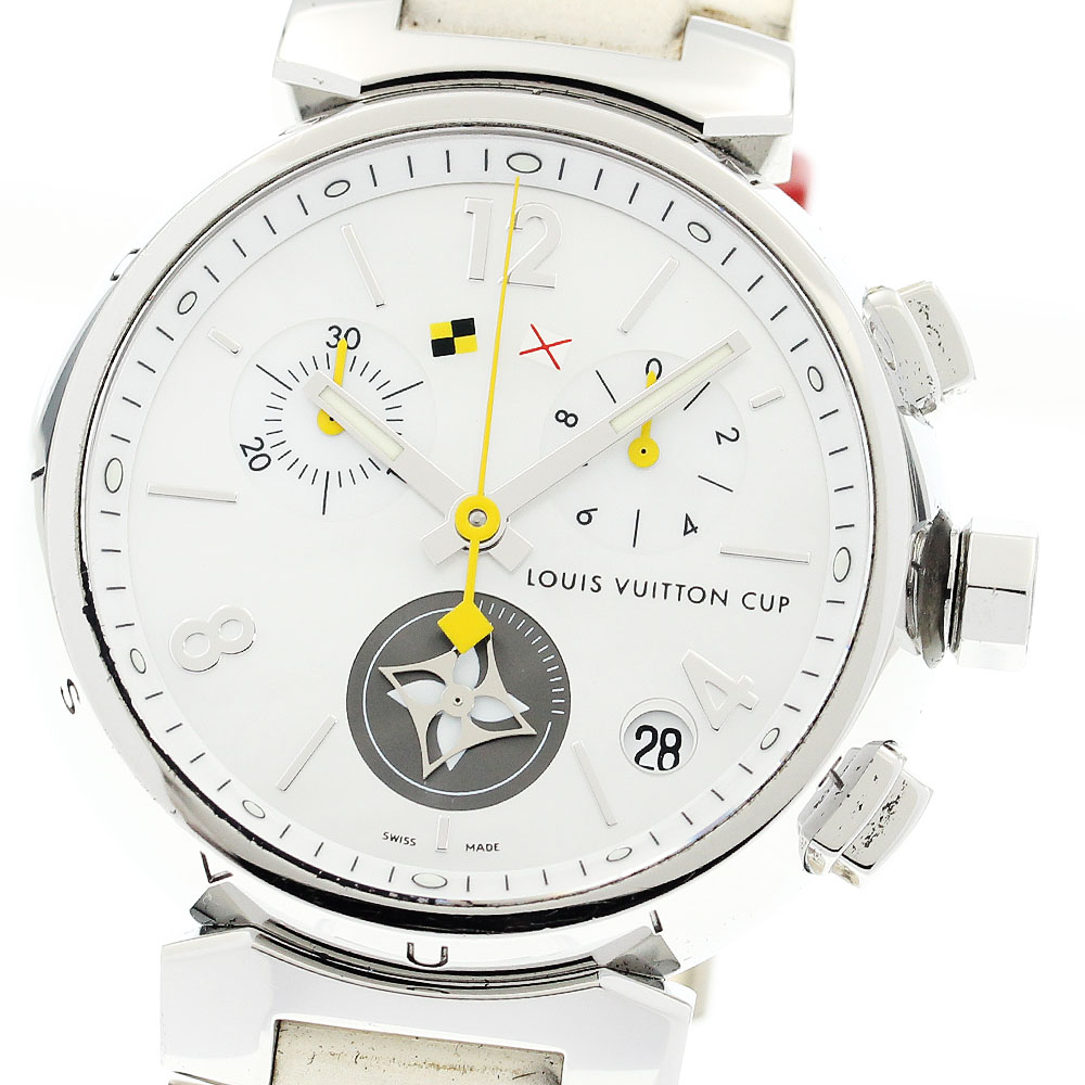 訳あり ルイ・ヴィトン LOUIS VUITTON Q11BA タンブール デイト クロノグラフ クォーツ メンズ _904607【中古】｜CLOSER