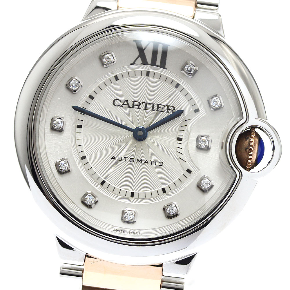 カルティエ CARTIER WE902031 バロン青色 11P金剛石 自動小銃一巻き ボーイズ 良品 御墨付き付き添い人_896393【中古】