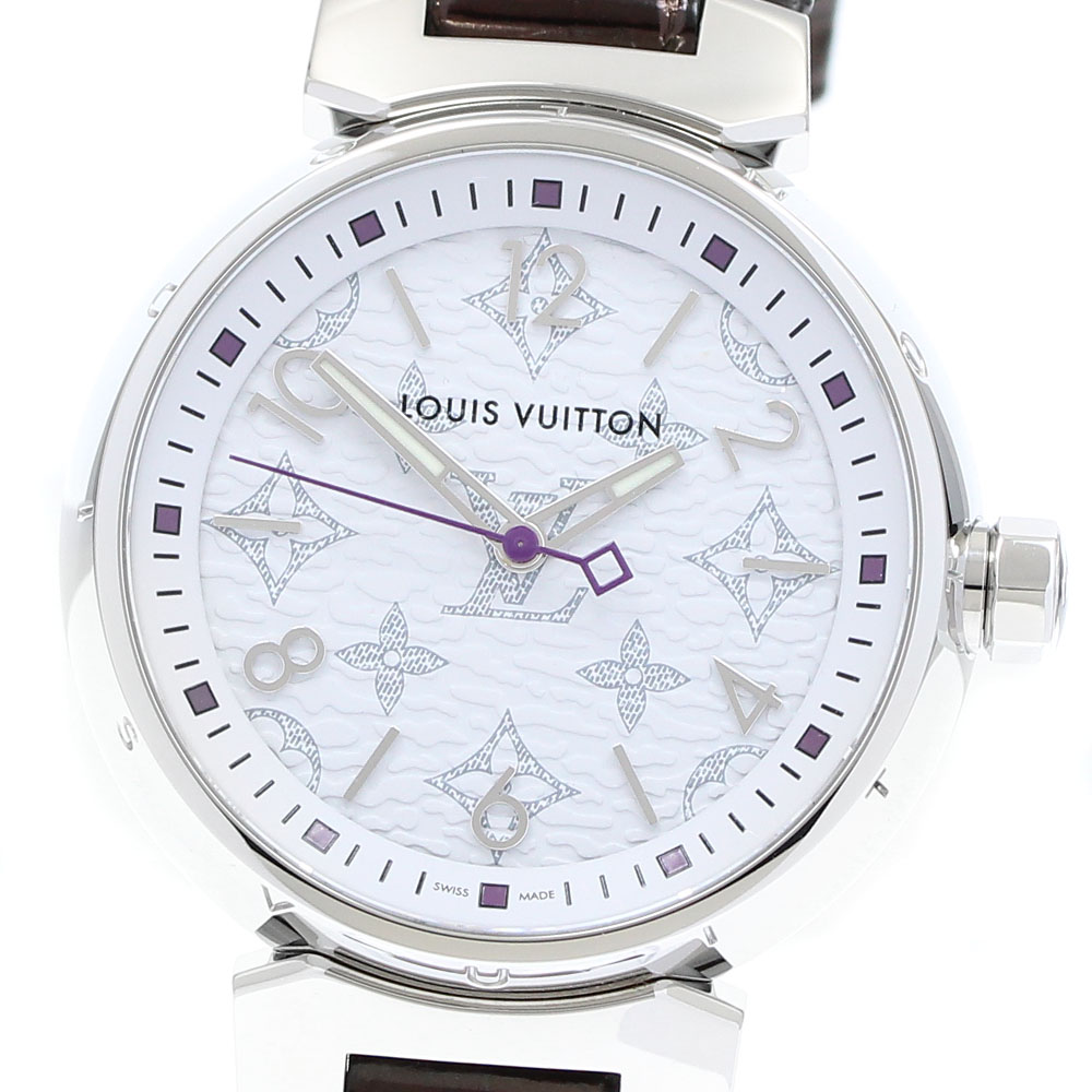 ルイ・ヴィトン LOUIS VUITTON QA116 タンブール モノグラム 石英 レディース 美品 箱・御墨付き付き添い人_905816【中古】
