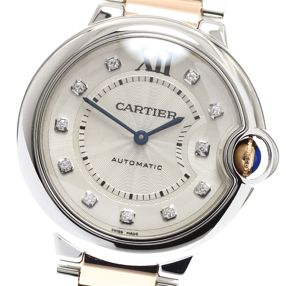 カルティエ CARTIER WE902031 バロン青色 11P金剛石 自動小銃一巻き メンズ 御墨付き付き添い人_826047【中古】