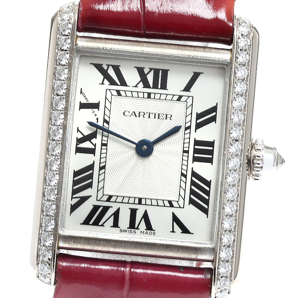 カルティエ CARTIER WJTA0011 タンク ルイ SM K18WG サイドダイヤ 手巻き レディース 保証書付き_840326【中古】