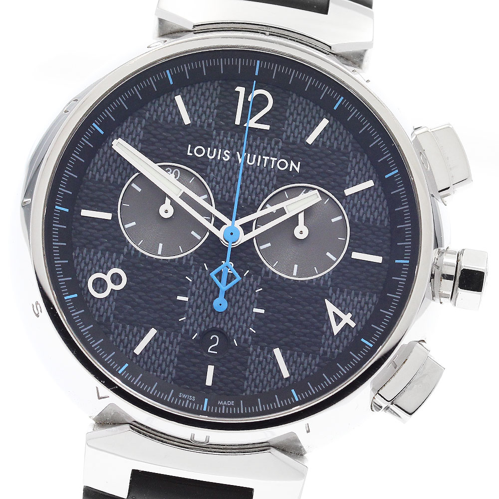 ルイ・ヴィトン LOUIS VUITTON QA094 タンブールGM ダミエ グラフィット クロノグラフ 石英 メンズ _905856【電子ボルト15】【中古】