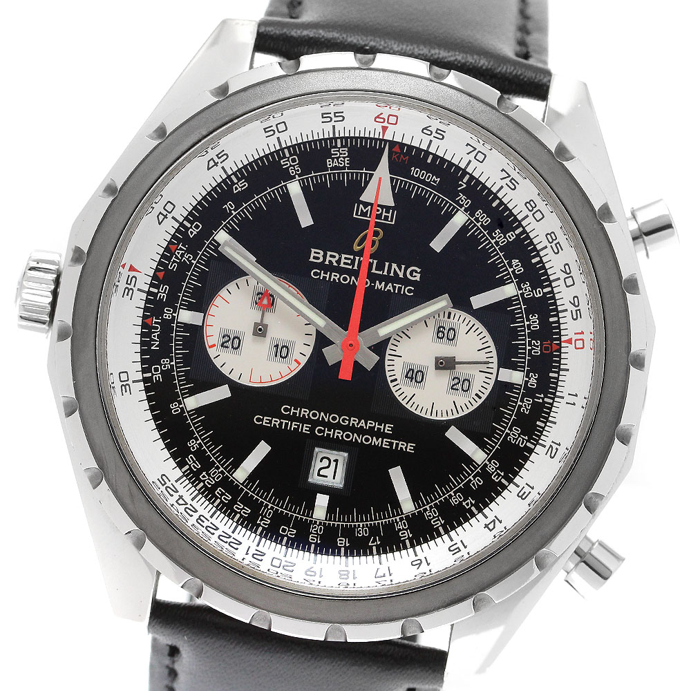 ブライト輪っか BREITLING A41360 クロノマチック デイト 自動小銃一巻き メンズ 御墨付き付き添い人_909795【電子ボルト10】【中古】