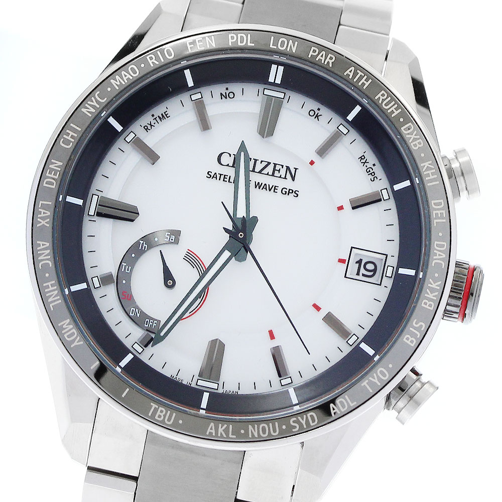 シチズン CITIZEN CC3085-51A/F150-T025811 アテッサ エコドライブ デイト ソーラー電波 メンズ 良品 箱・保証書付き_910251【中古】