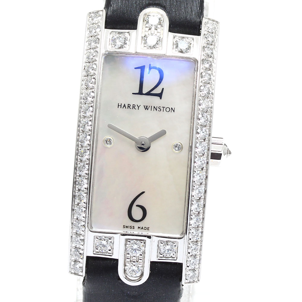 ハリーウィンストン HARRY WINSTON 332LQW アヴェニュー K18WG ダイヤベゼル 2P クォーツ レディース _905747【中古】