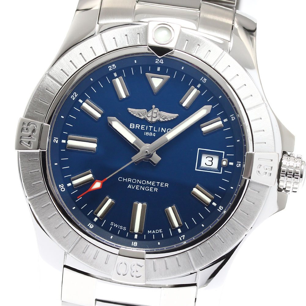 ブライト輪っか BREITLING A17318 アベンジャー 自動小銃 43 デイト 自動小銃一巻き メンズ 良品 内箱・御墨付き付き添い人_910505【中古】