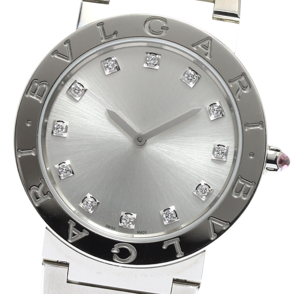 ブル小峡谷 BVLGARI BB33S ブルガリブルガリ 12P金剛石 石英 メンズ 美品 箱付き添い人_911625【電子ボルト15】【中古】