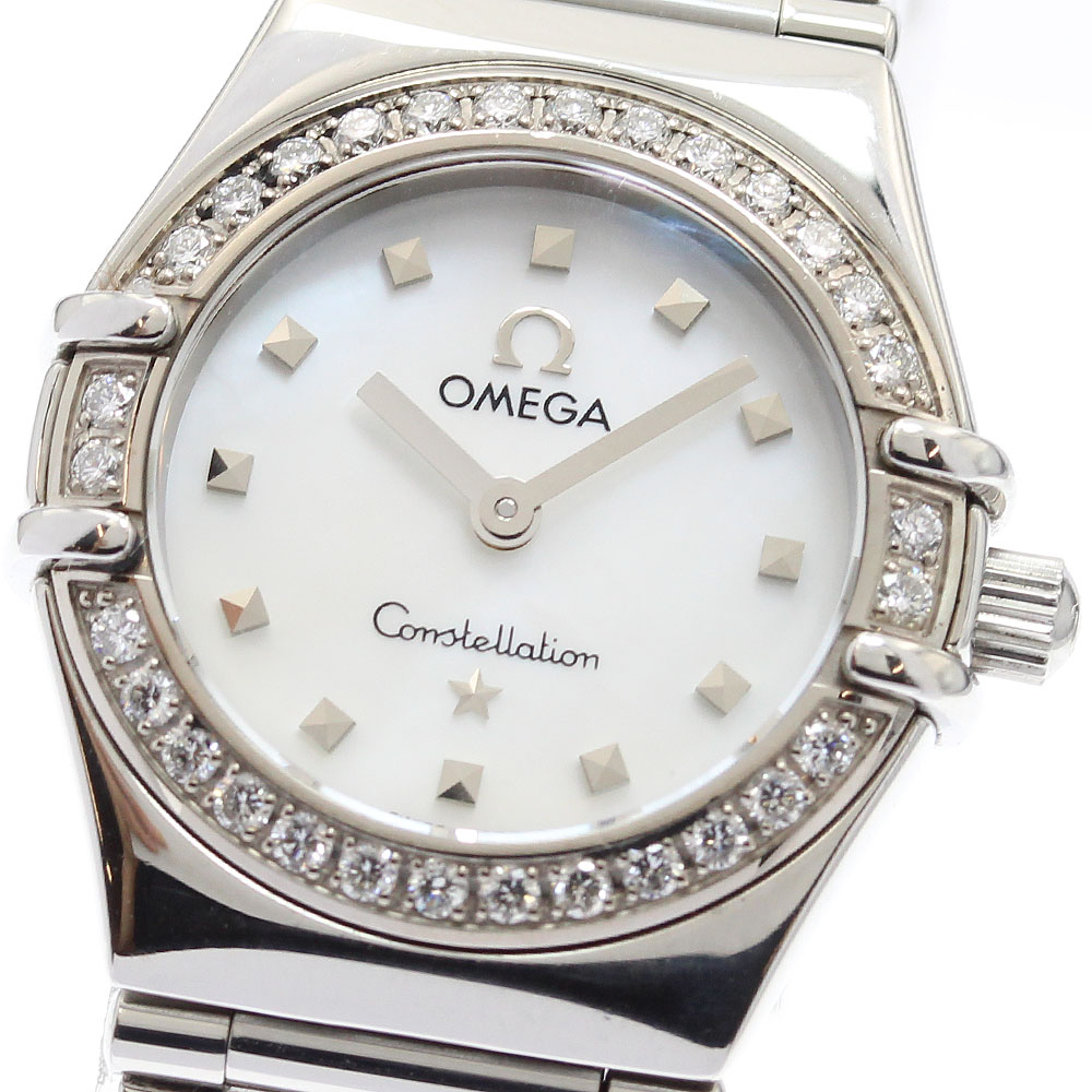 オメガ OMEGA 1465.71 コンステレーション マイチョイス ダイヤベゼル ホワイトシェル文字盤 クォーツ レディース _905529【中古】