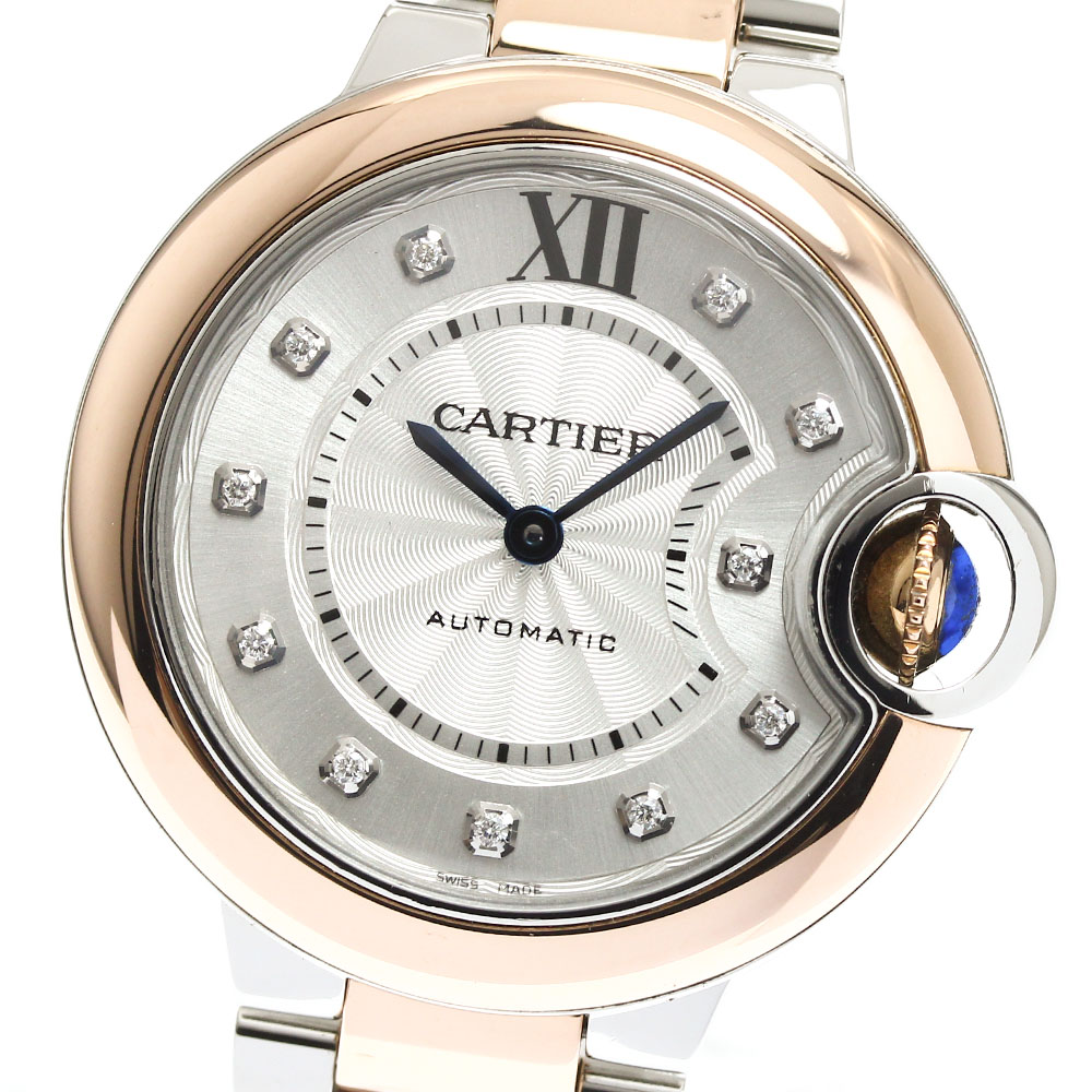 カルティエ CARTIER W3BB0021 バロンブルー PGコンビ 11Pダイヤ 自動巻き レディース 良品 _909097【中古】