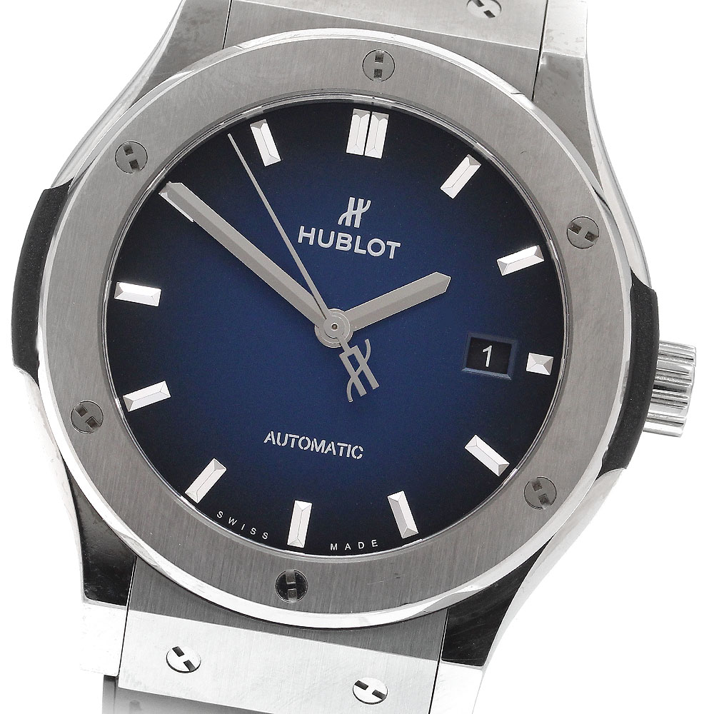 ウブロ HUBLOT 542.NX.6670.LR.JPN18 クラシックフュージョン ディープブルー デイト 自動巻き メンズ 良品 保証書付き_911720【中古】