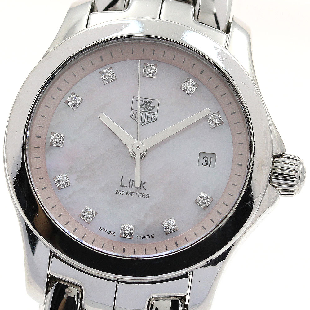 タグホイヤー TAG HEUER WJF131B リンク デイト 11Pダイヤ クォーツ レディース 保証書付き_903879【ev10】【中古】