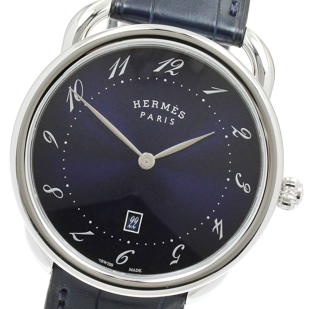エルメス HERMES AR7Q.810 アルソー GM デイト 石英 メンズ 美品 内箱・御墨付き付き添い人_913234【電子ボルト15】【中古】