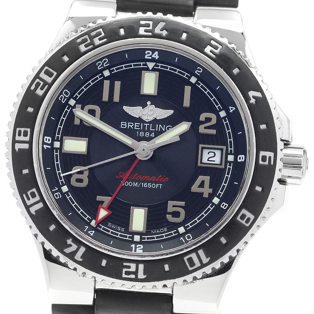 ブライト輪っか BREITLING A32380 百貨店大海原 デイト GMT 自動小銃一巻き メンズ 箱・御墨付き付き添い人_913545【中古】